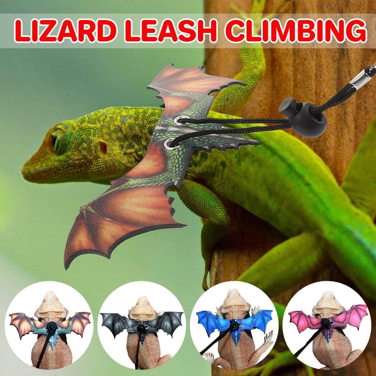 Dragon Wings Reptile Harness with Leash - Red - view 2