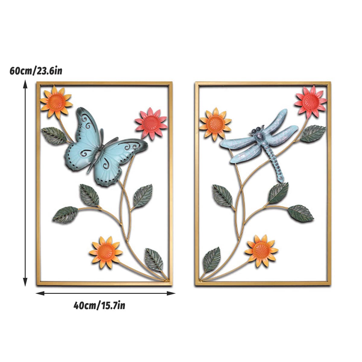 Dragonfly and Butterfly Iron Wall Decor, Set of 2 for Living Room and Bedroom - view 3