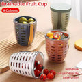 Drainable Fruit Cup with Lid and Fork, Leak-Proof - Green - view 2