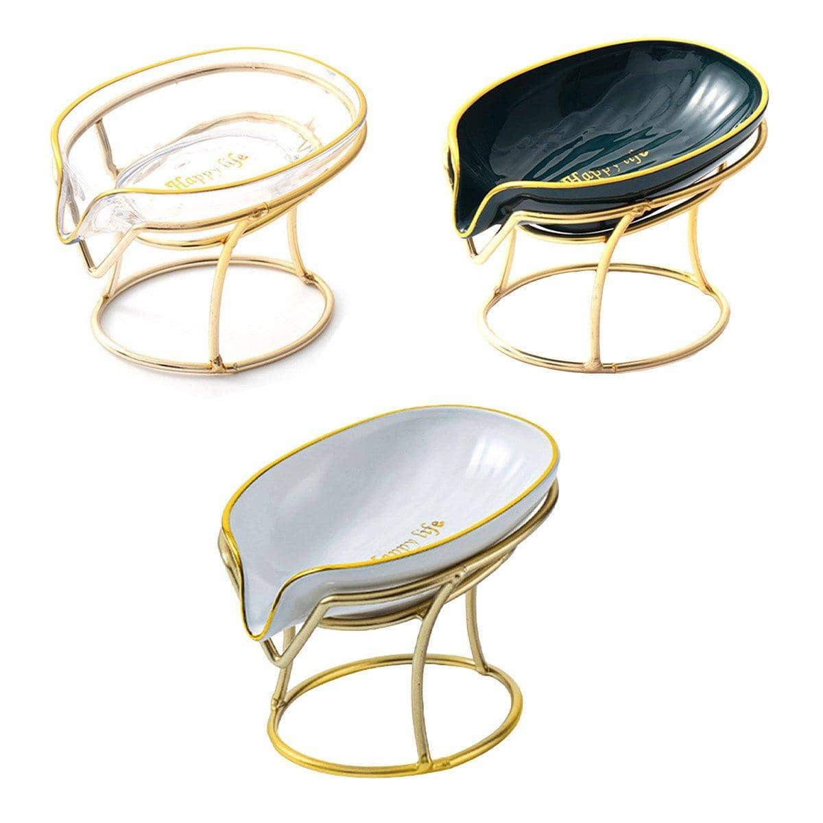 Drainage Soap Dish with Metal Stand - Dark Green - view 3
