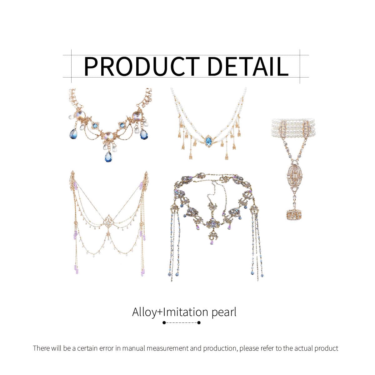 Draped Chain Headband with Blue Crystal Drops - Gold-Tone, Adjustable - view 4