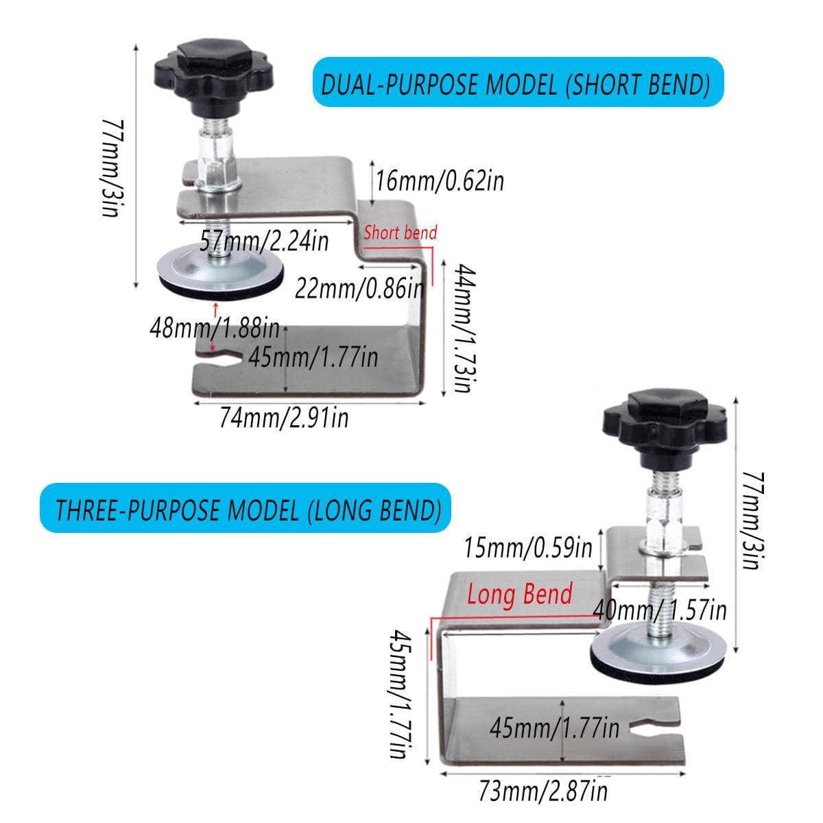 Drawer Panel Fixing Clamps Set of 4 - Two-Purpose Stainless Steel - view 4