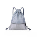 Drawstring Backpack Gym Sack, Nylon - Grey