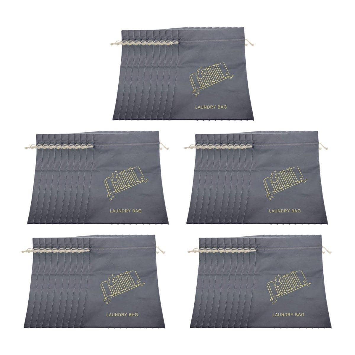 Drawstring Laundry Bags, Pack of 50 - Grey, 46.5 x 58cm - view 2