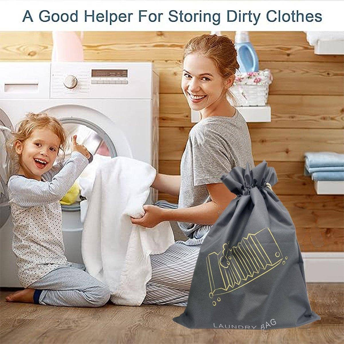 Drawstring Laundry Bags, Pack of 50 - Grey, 46.5 x 58cm - view 4