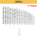 Drill Bit Set Metric HSS Twist Drill Bits Set of 25 with Metal Case, 1 to 13 mm - view 4