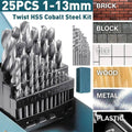 Drill Bit Set Metric HSS Twist Drill Bits Set of 25 with Metal Case, 1 to 13 mm - view 5