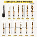 Drill Tap Bit Set of 13 Pieces with Hex Shank, Metric and SAE Threading Kit and Case - view 3
