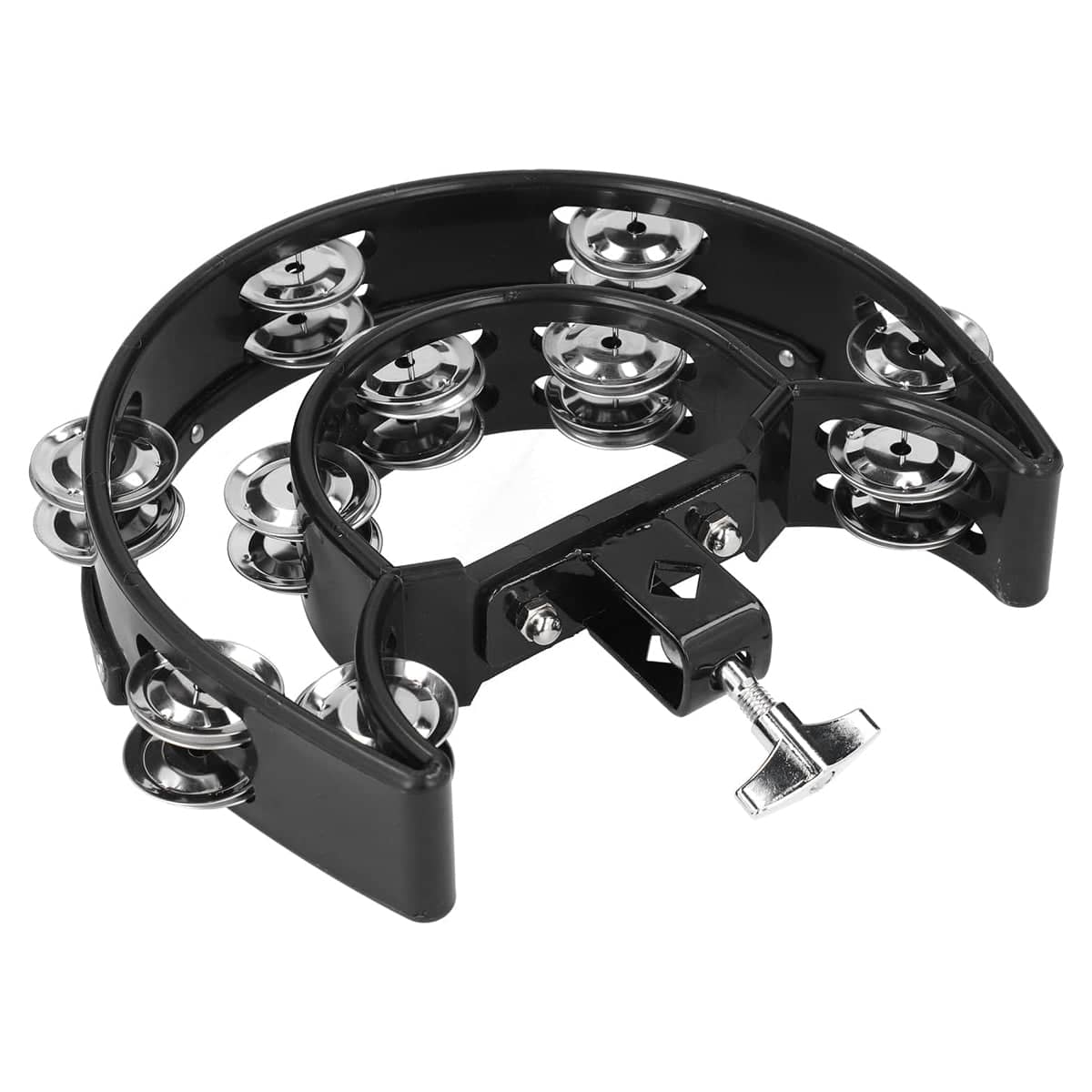 Drum Set Tambourine with Double Row Jingles and Adjustable Clamp - view 2