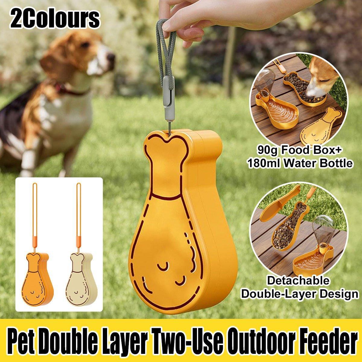 Drumstick Shaped Portable Pet Feeder and Water Bottle - Orange - view 2