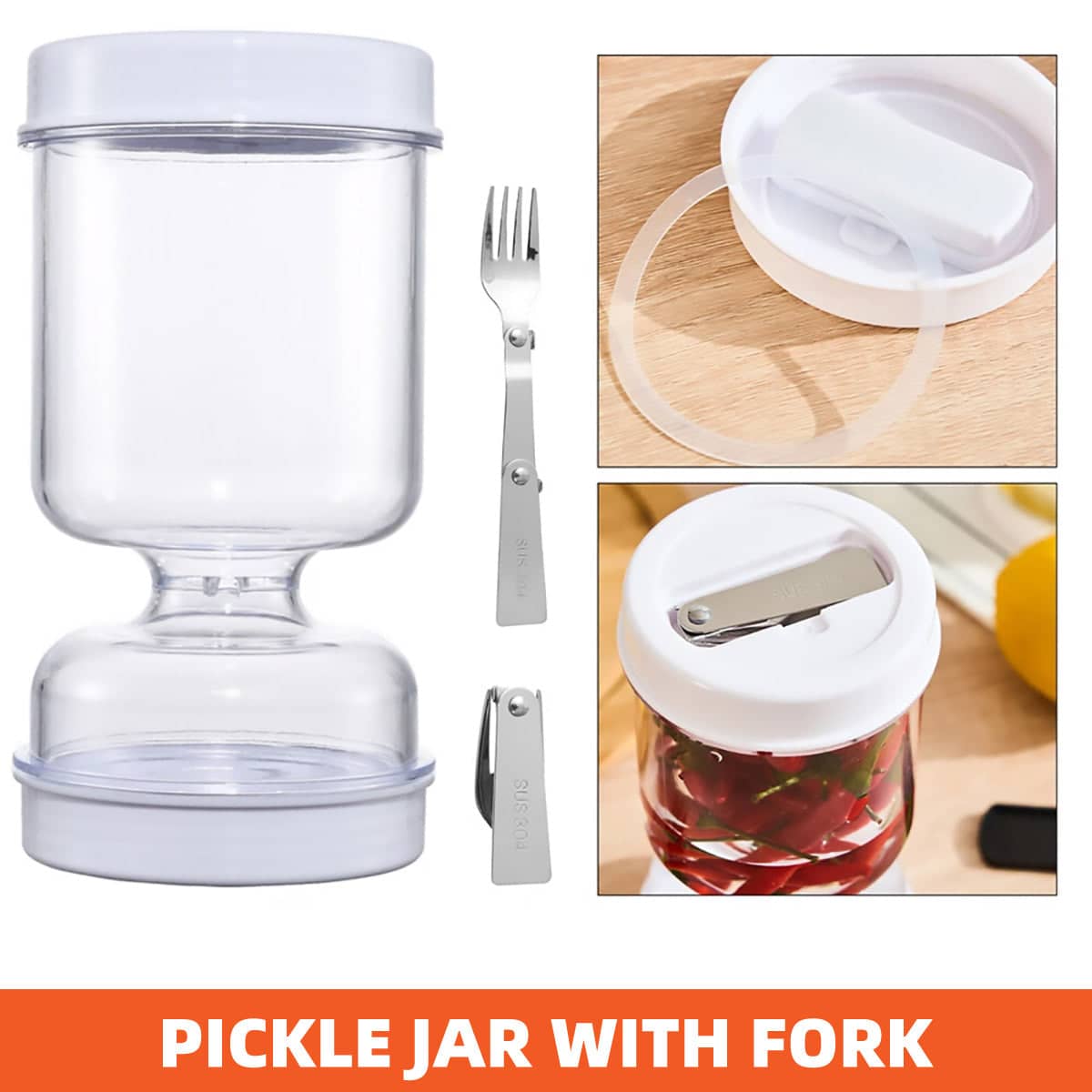 Dry and Wet Separation Pickle Jar, Airtight Kitchen Storage Container