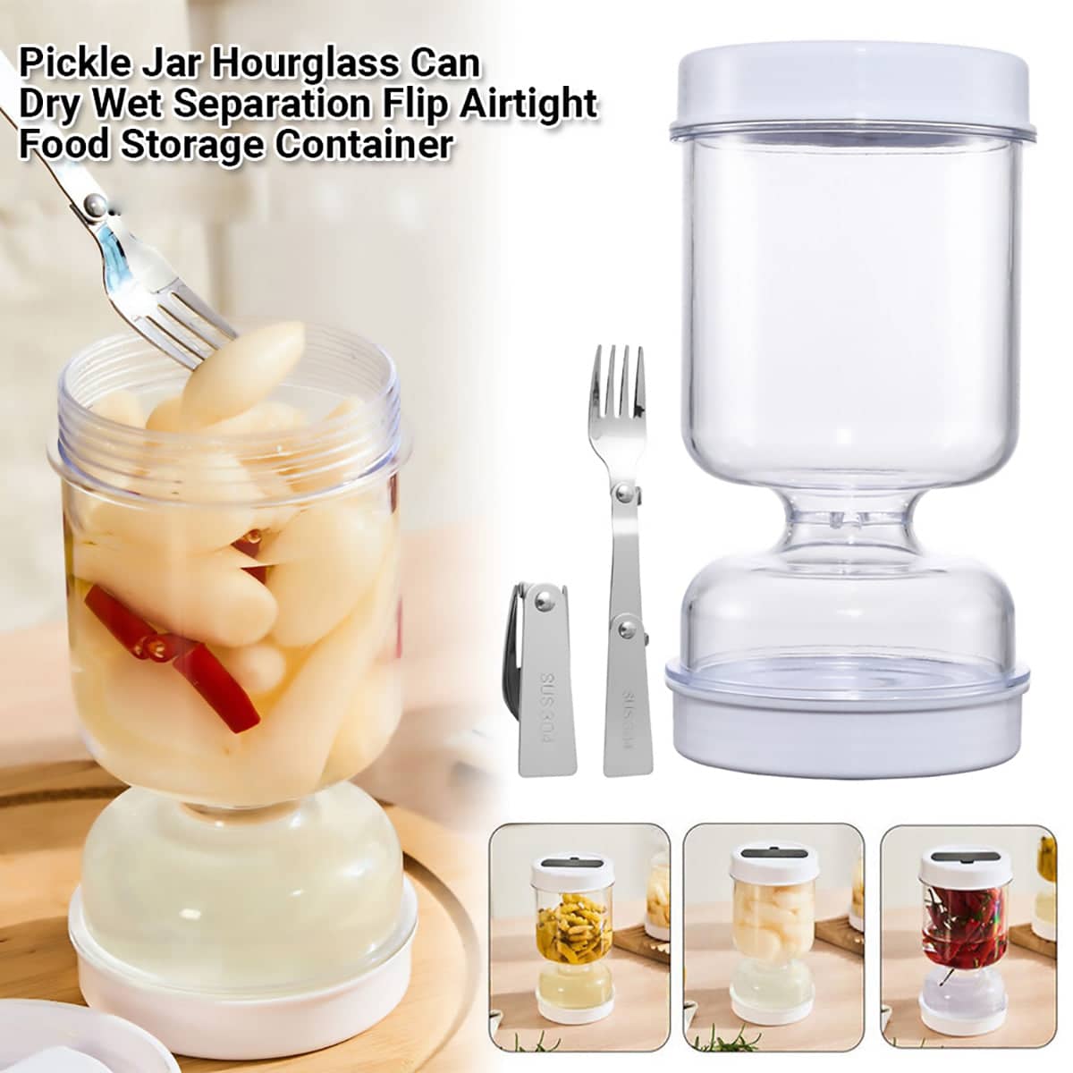 Dry and Wet Separation Pickle Jar, Airtight Kitchen Storage Container - view 4