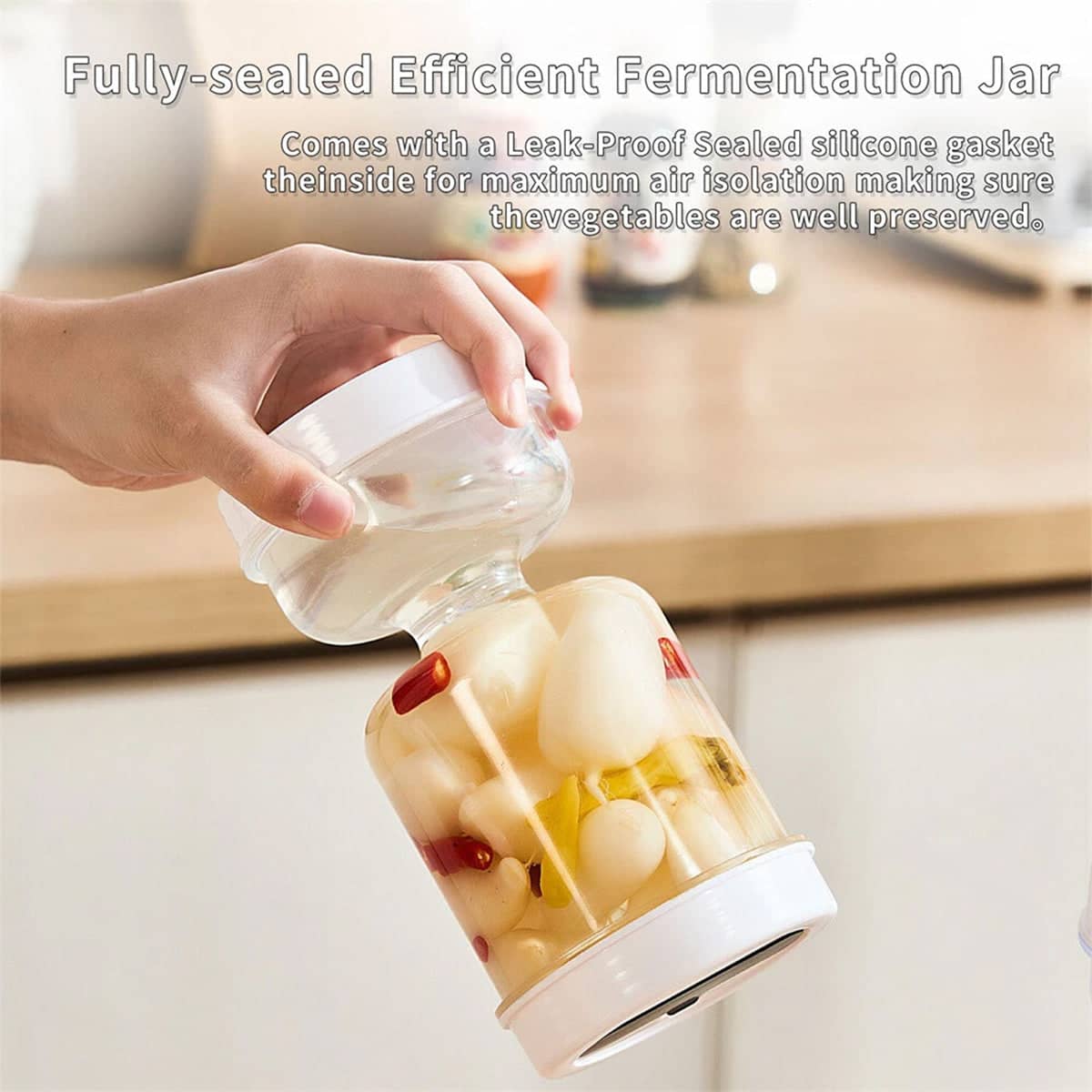 Dry and Wet Separation Pickle Jar, Airtight Kitchen Storage Container - view 5