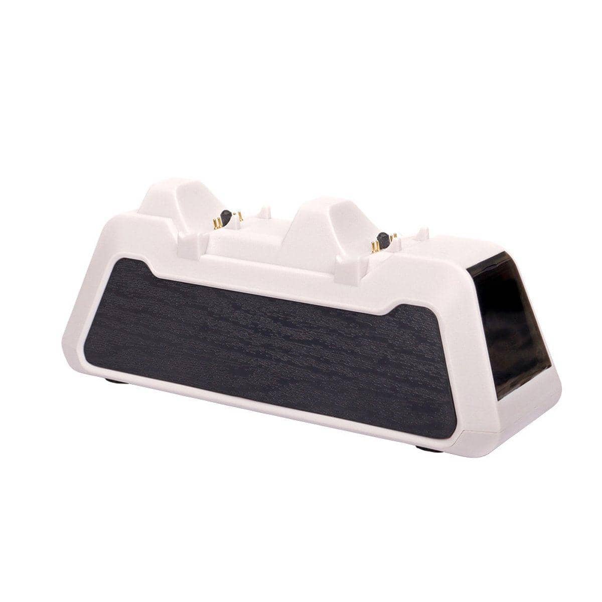 Dual Controller Charging Dock for PS5 - White, Dark Wood-Grain Front