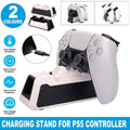 Dual Controller Charging Dock for PS5 - White, Dark Wood-Grain Front - view 2