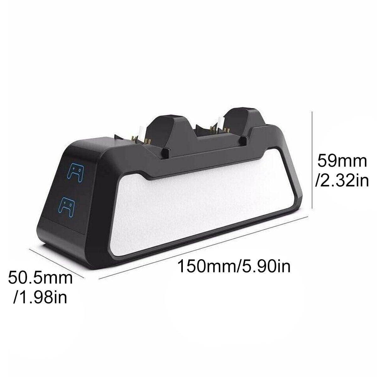Dual Controller Charging Dock for PS5 - White, Dark Wood-Grain Front - view 4