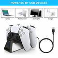 Dual Controller Charging Dock for PS5 - White, Dark Wood-Grain Front - view 5