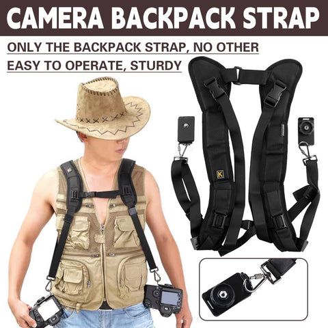 Dual DSLR Camera Harness, Adjustable Shoulder Sling Strap for Two Cameras