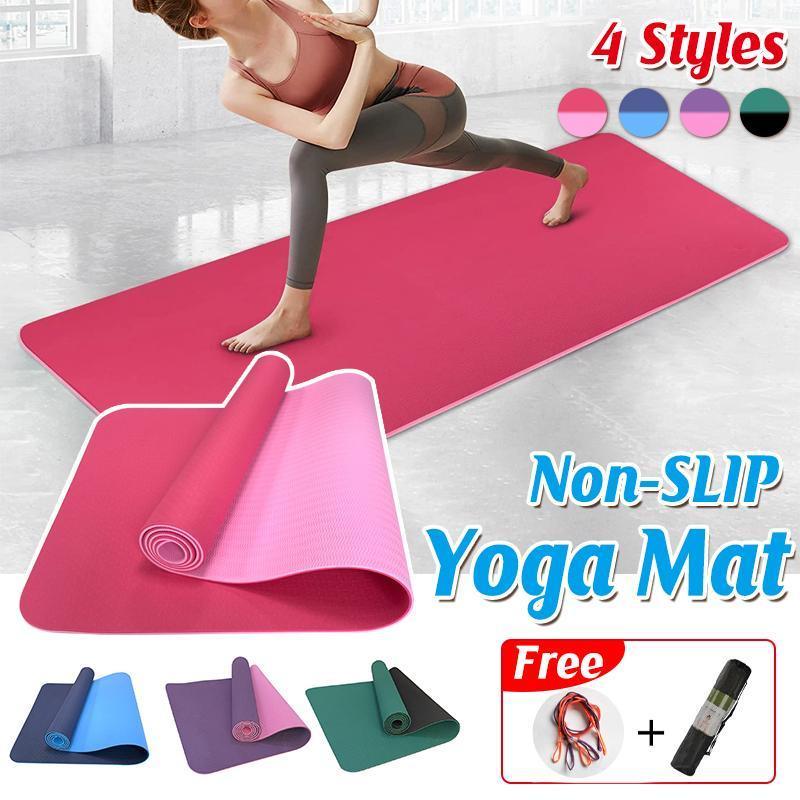 Dual-Layer TPE Yoga Mat, 183 x 61 cm, 6 mm - Dark Pink and Light Pink - view 2
