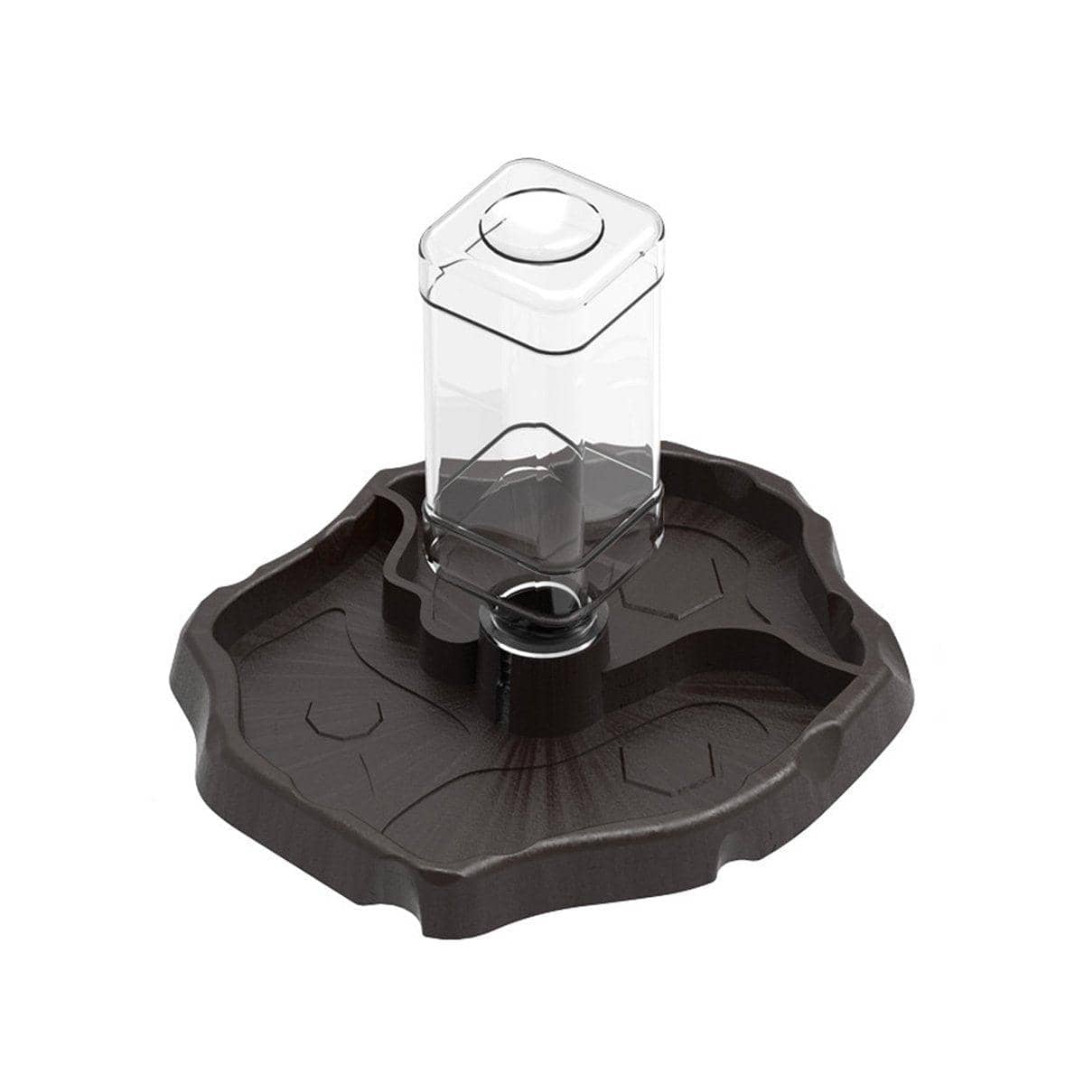 Dual-Purpose Reptile Feeder and Water Bowl with Bottle - Dark Brown