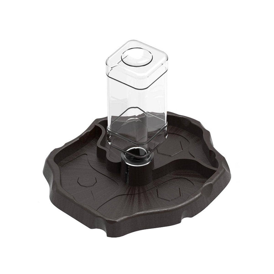 Dual-Purpose Reptile Feeder and Water Bowl with Bottle - Dark Brown
