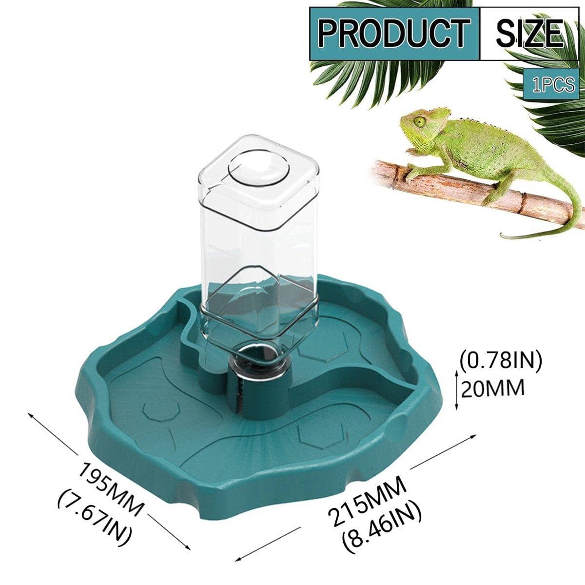 Dual-Purpose Reptile Feeder and Water Bowl with Bottle - Teal - view 4