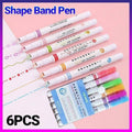 Dual Tip Curve Line Roller Pens, Set of 6 - Fun Patterned Colour Markers