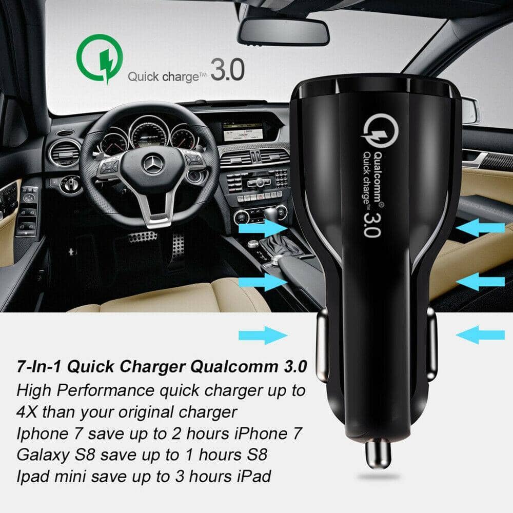 Dual USB Car Charger, QC 3.0 Fast Charging - White - view 2