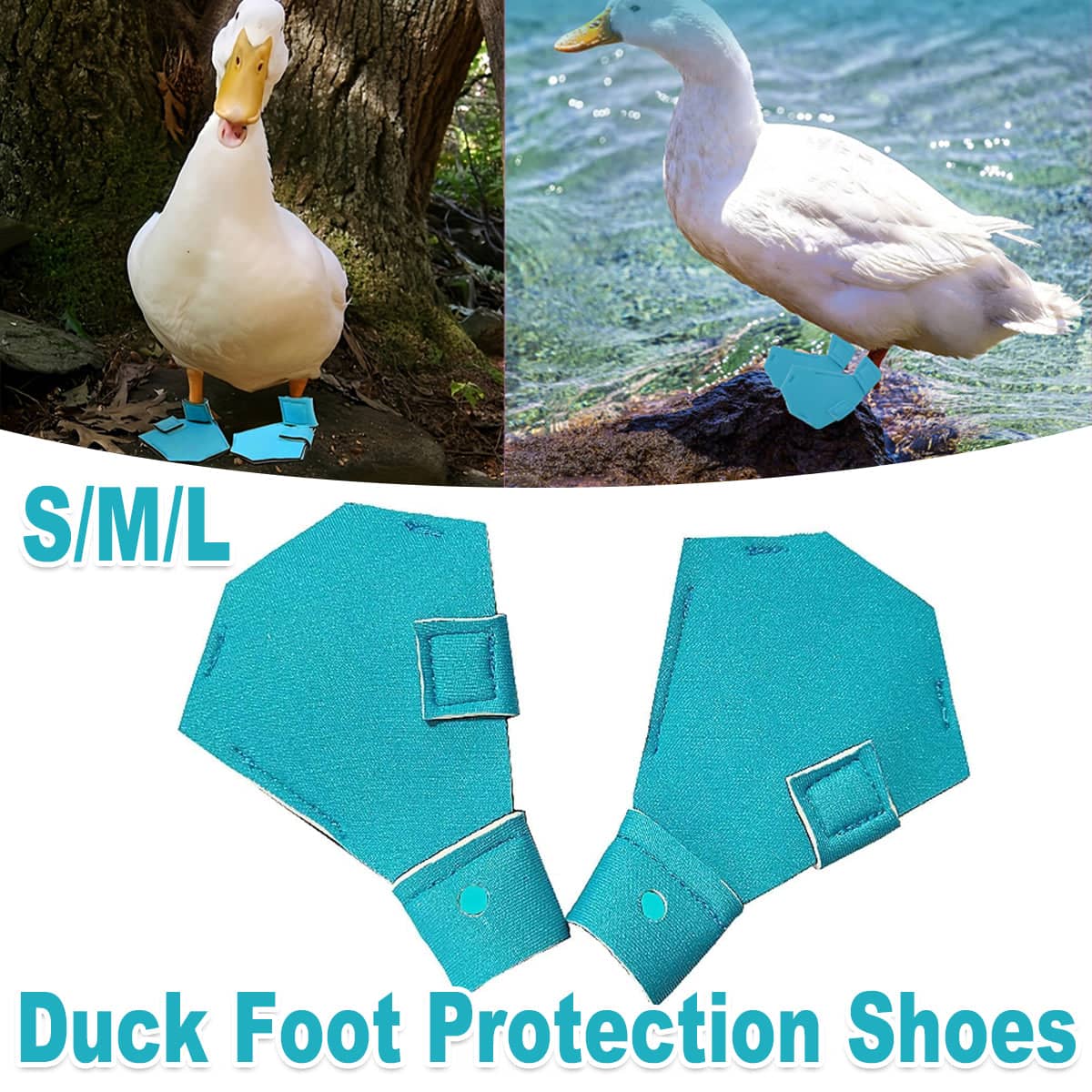 Duck and Goose Foot Protection Shoes, Anti Slip Waterfowl Boots - Aqua Blue, Size S (9 x 6.5 cm) - view 2