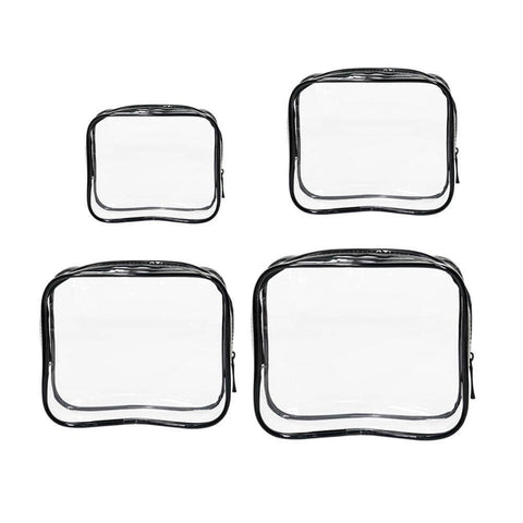 Durable PVC Cosmetic Bags, Pack of 4 - Black
