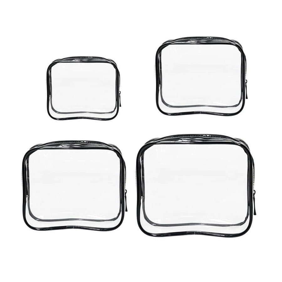 Durable PVC Cosmetic Bags, Pack of 4 - Black