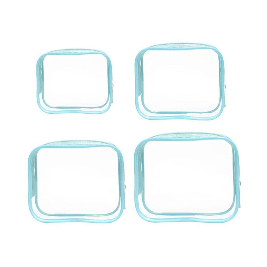 Durable PVC Cosmetic Bags, Pack of 4 - Blue