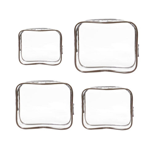 Durable PVC Cosmetic Bags, Pack of 4 - Coffee