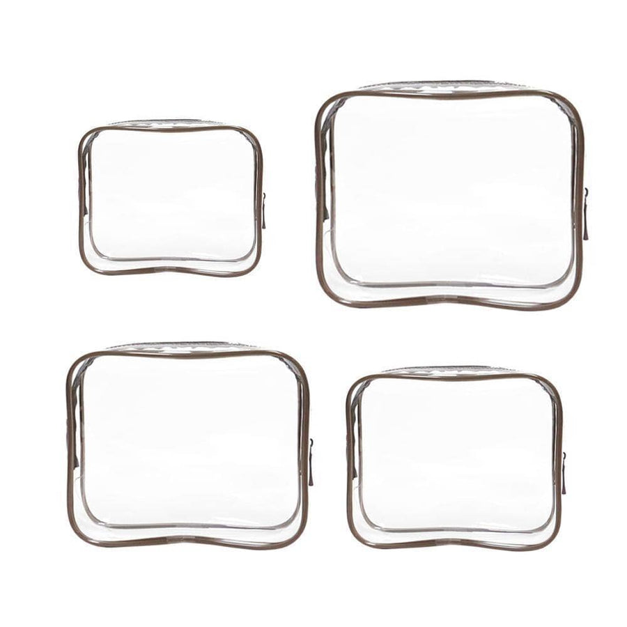 Durable PVC Cosmetic Bags, Pack of 4 - Coffee