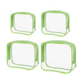 Durable PVC Cosmetic Bags, Pack of 4 - Green