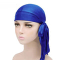 Durag Head Wrap in Polyester and Imitation Silk - Royal Blue