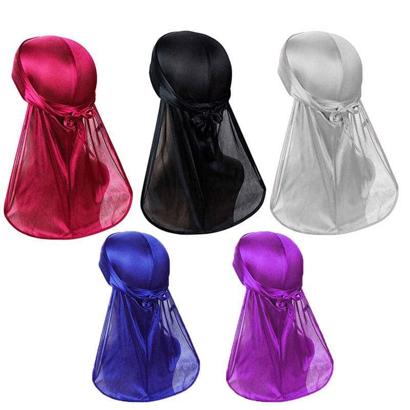 Durag Head Wrap in Polyester and Imitation Silk - Royal Blue - view 3