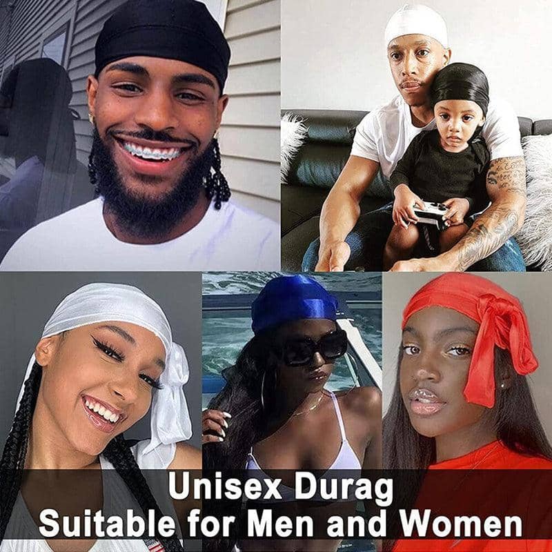 Durag Head Wrap in Polyester and Imitation Silk - Silver Grey - view 5