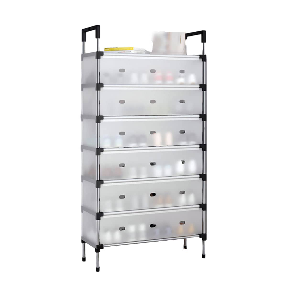 Dust Proof Shoe Rack Cabinet with Clear Cover for Entryway, Space Saving - 7-Tier