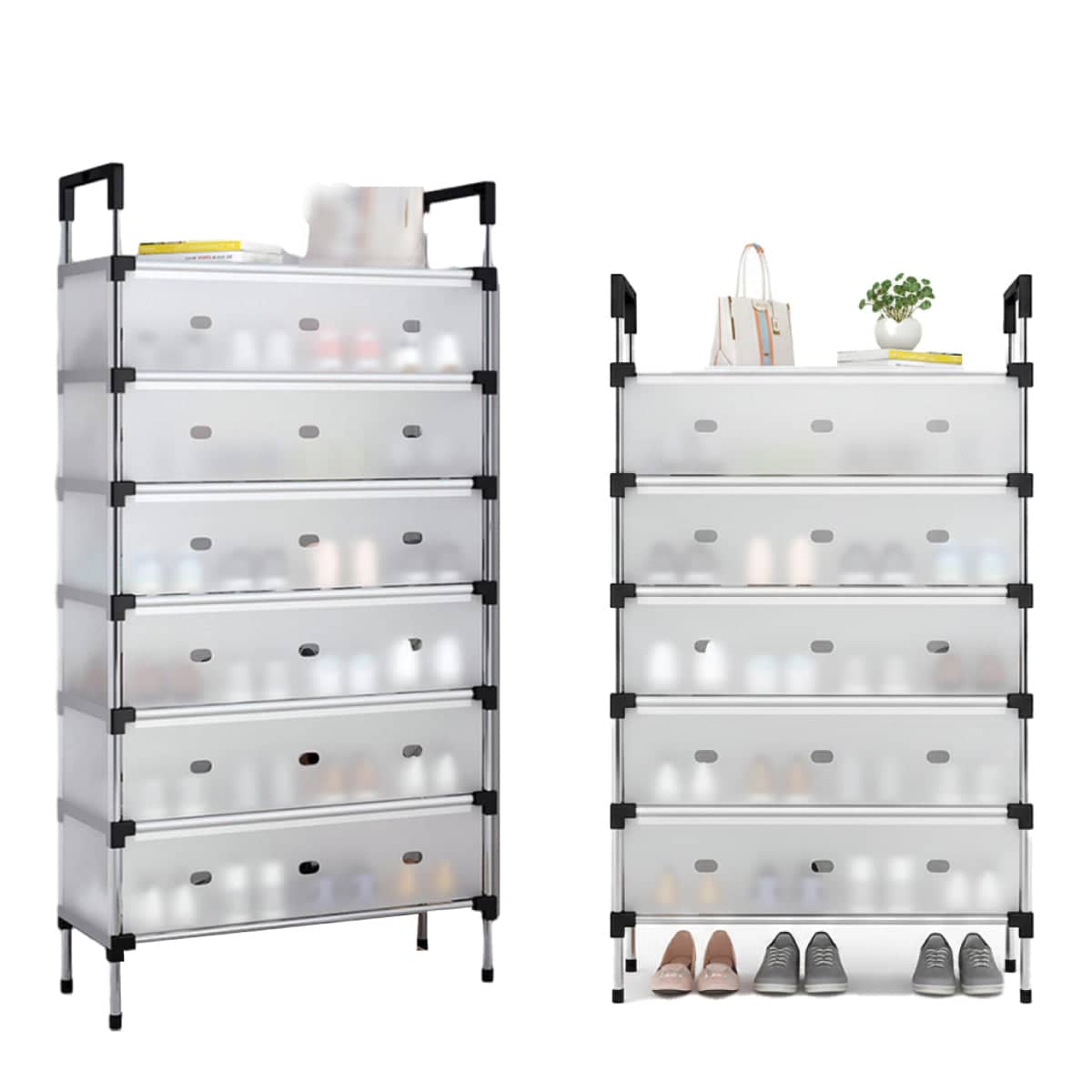 Dust Proof Shoe Rack Cabinet with Clear Cover for Entryway, Space Saving - 7-Tier - view 3