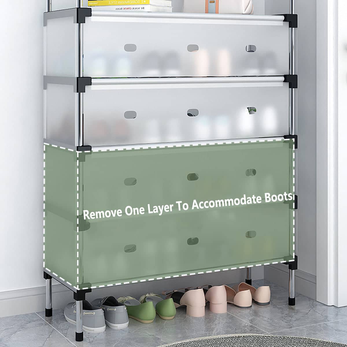Dust Proof Shoe Rack Cabinet with Clear Cover for Entryway, Space Saving - 7-Tier - view 5