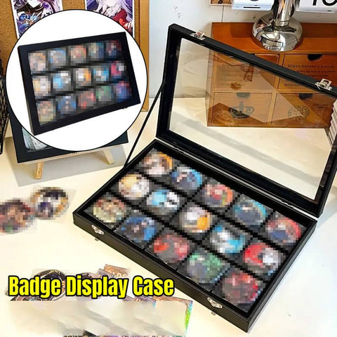 Dustproof Badge Display Case with Velvet Lining and Clear Lid