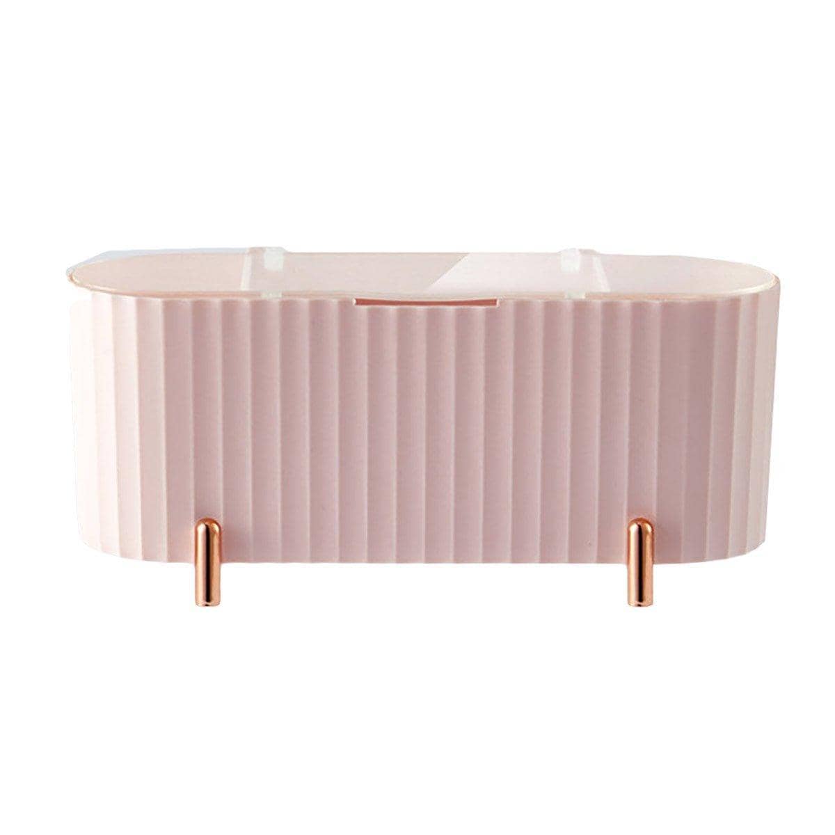 Dustproof Desktop Cosmetic Organiser with Lid - Pink