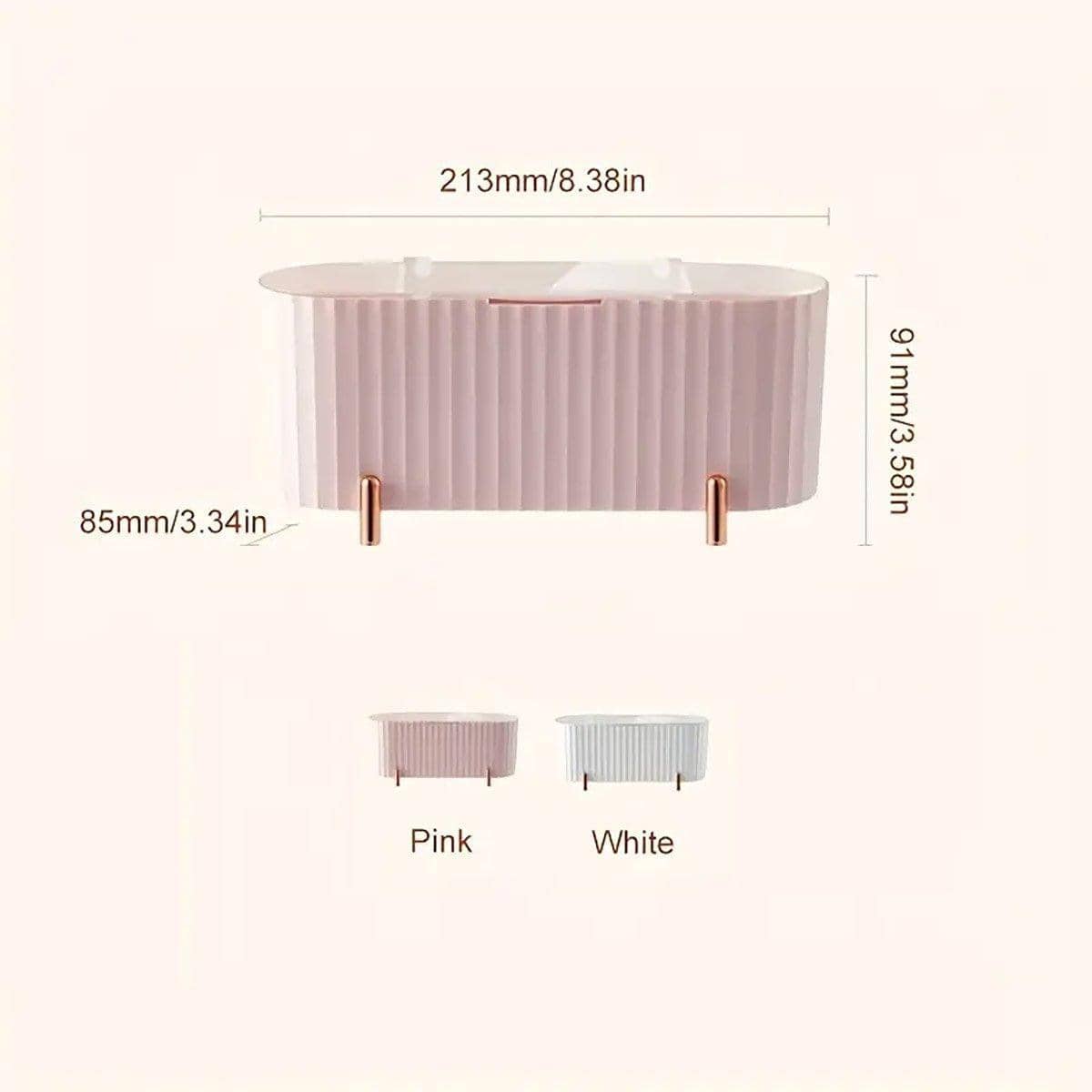 Dustproof Desktop Cosmetic Organiser with Lid - Pink - view 4