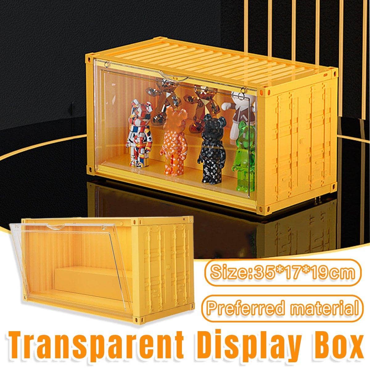 Dustproof Display Case with Clear Panels, Yellow