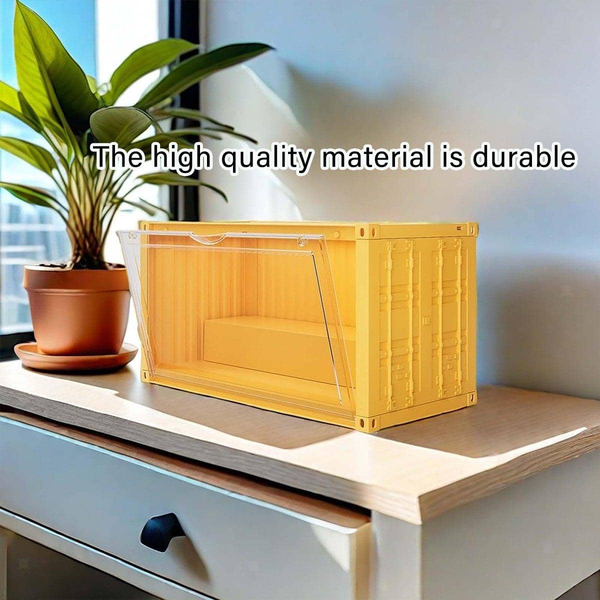 Dustproof Display Case with Clear Panels, Yellow - view 5