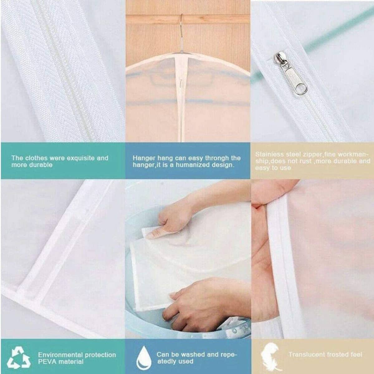 Dustproof Garment Bags in PEVA - Medium (60 x 80 cm), Pack of 10 - view 5