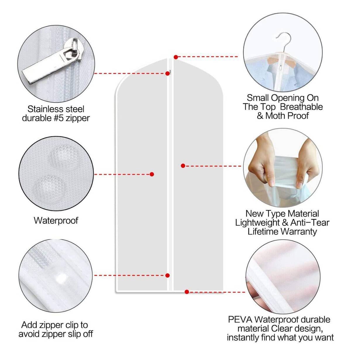 Dustproof Garment Bags in PEVA - XL (60 x 120 cm), Pack of 5 - view 4