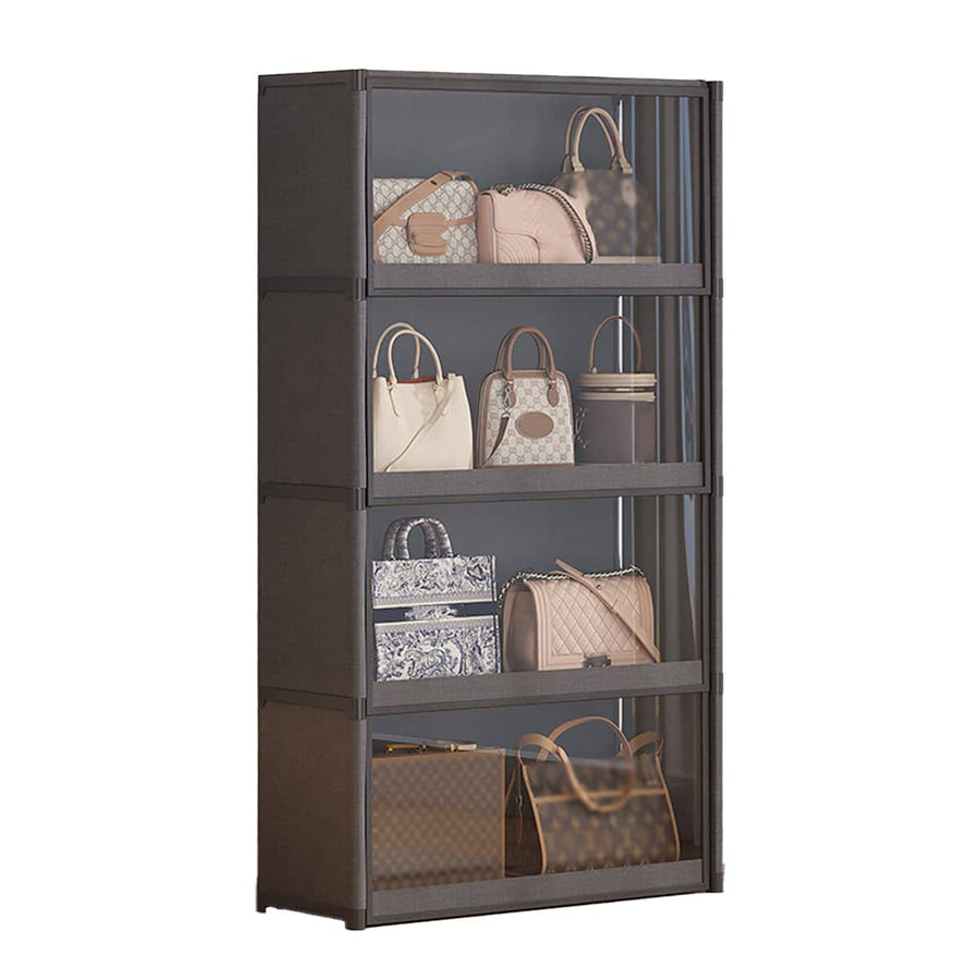 Dustproof Storage Cabinet with Clear Doors - Black, 139 cm High