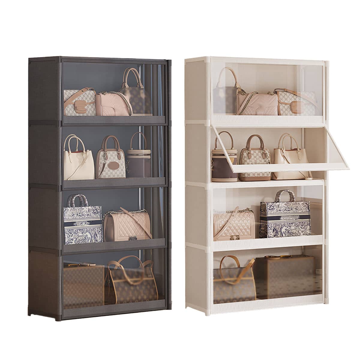 Dustproof Storage Cabinet with Clear Doors - Black, 139 cm High - view 3
